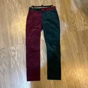 Bonobos Burgundy and Teal Corduroy Pants